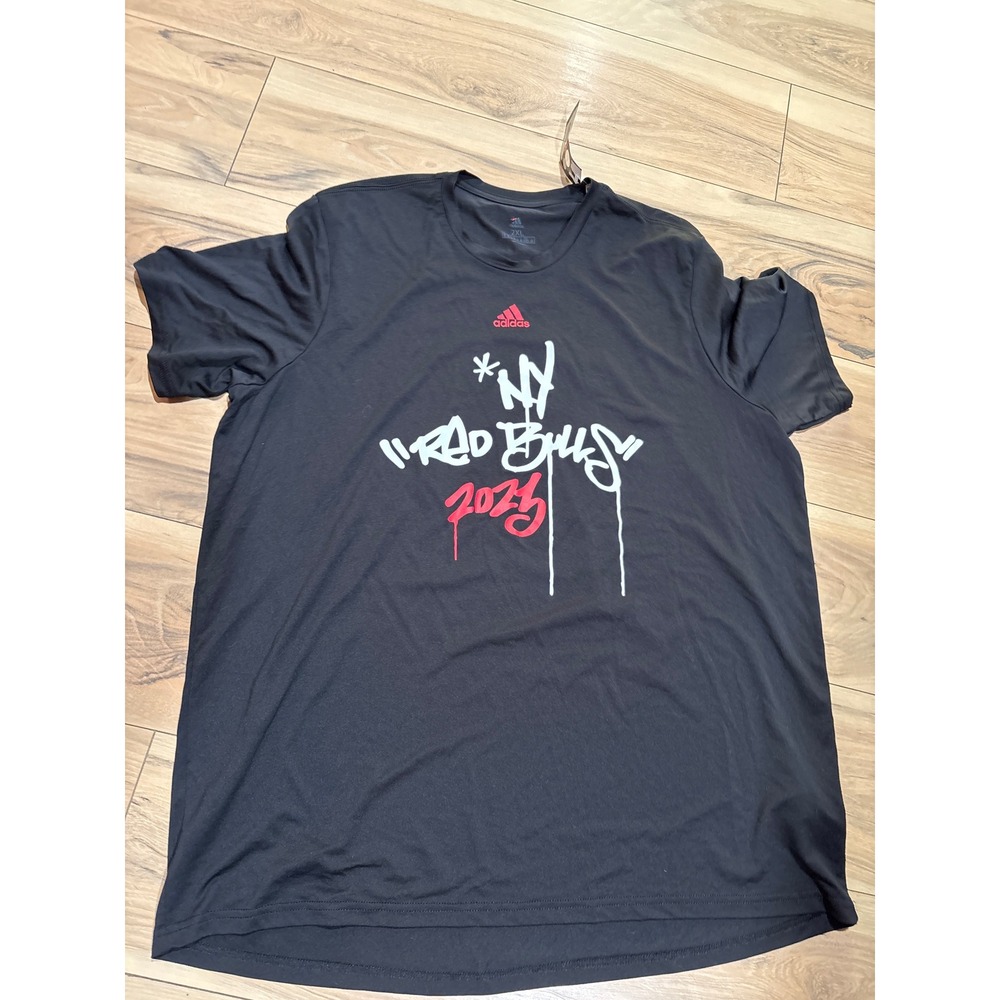Adidas NY Red Bulls Pregame T Shirt Mens 2XL Black Short Sleeve Soccer Top